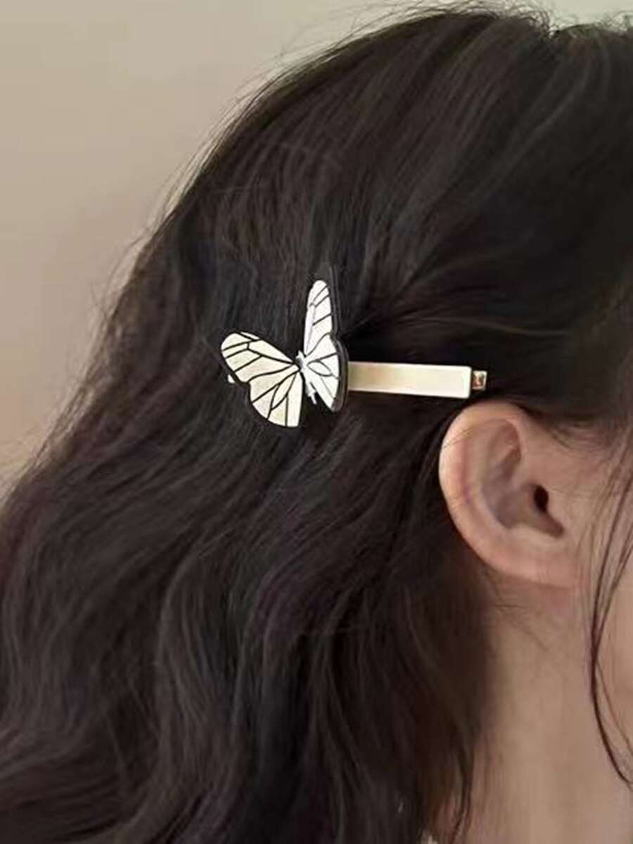 Butterfly Decor Alligator Hair Clip - Multicolor - View 1