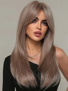 中等直筒人造假髮帶劉海 - 彩色 - 查看 3