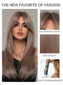 中等直筒人造假髮帶劉海 - 彩色 - 查看 7