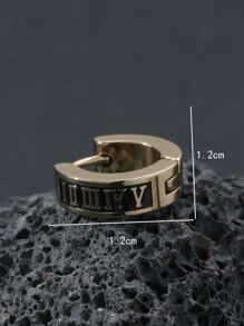 1入組男士羅馬數字細節圓耳環,不銹鋼首飾類 - 彩色 - 查看 3