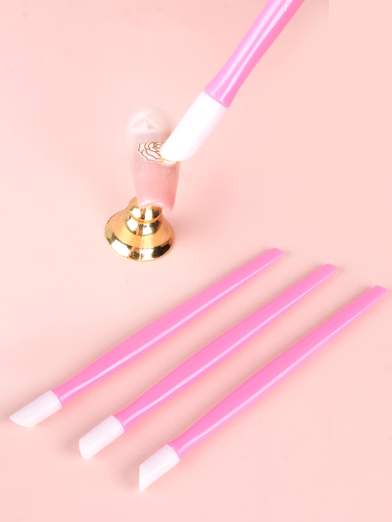 FULL BEAUTY 3 Nhựa Móng Tay Nghệ Thuật Dính Mềm Loại Bỏ Bút Áp Lực Cắt Dụng Cụ Đẩy 2 Cách Dính Mịn Cho Dụng Cụ Làm Móng - Nhiều màu - Xem 1