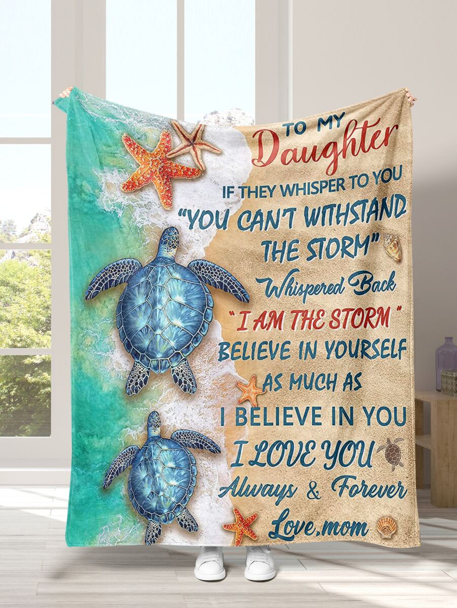 1 chiếc chăn hình con rùa & khẩu hiệu - Nhiều màu - Xem 1