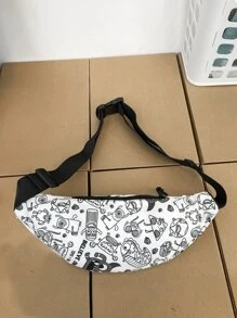 TIANDINGYU Hombres Cangurera con estampado de dibujos animados - Blanco - Ver 5