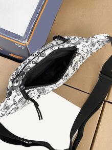 TIANDINGYU Hombres Cangurera con estampado de dibujos animados - Blanco - Ver 6