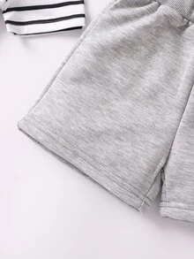 小女童字母補丁細節短褲 - 灰色 - 查看 4