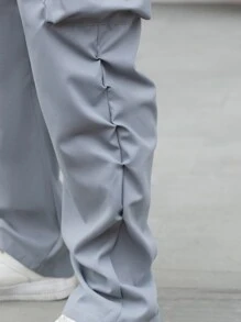 Manfinity Men Flap Pocket Side Drawstring Waist Cargo Pants - Grey - View 5