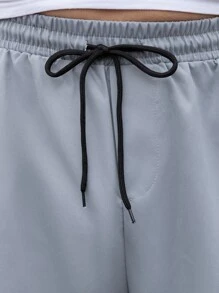 Manfinity Men Flap Pocket Side Drawstring Waist Cargo Pants - Grey - View 6