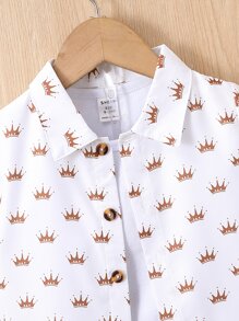 SHEIN Explorewe Baby Boy Allover Print Shirt & Shorts Without Tee - Multicolor - View 3