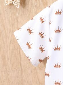 SHEIN Explorewe Baby Boy Allover Print Shirt & Shorts Without Tee - Multicolor - View 4