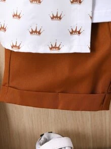 SHEIN Explorewe Baby Boy Allover Print Shirt & Shorts Without Tee - Multicolor - View 5