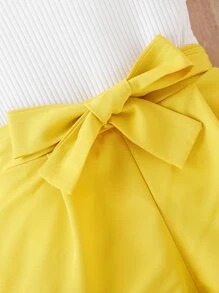 Baby Ribbed Knit Ruffle Trim Tee & Shorts - Multicolor - View 6