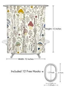 1pc Plant Pattern Shower Curtain - Multicolor - View 4