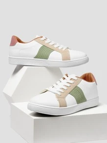 Color Block Skate Shoes - White - View 1
