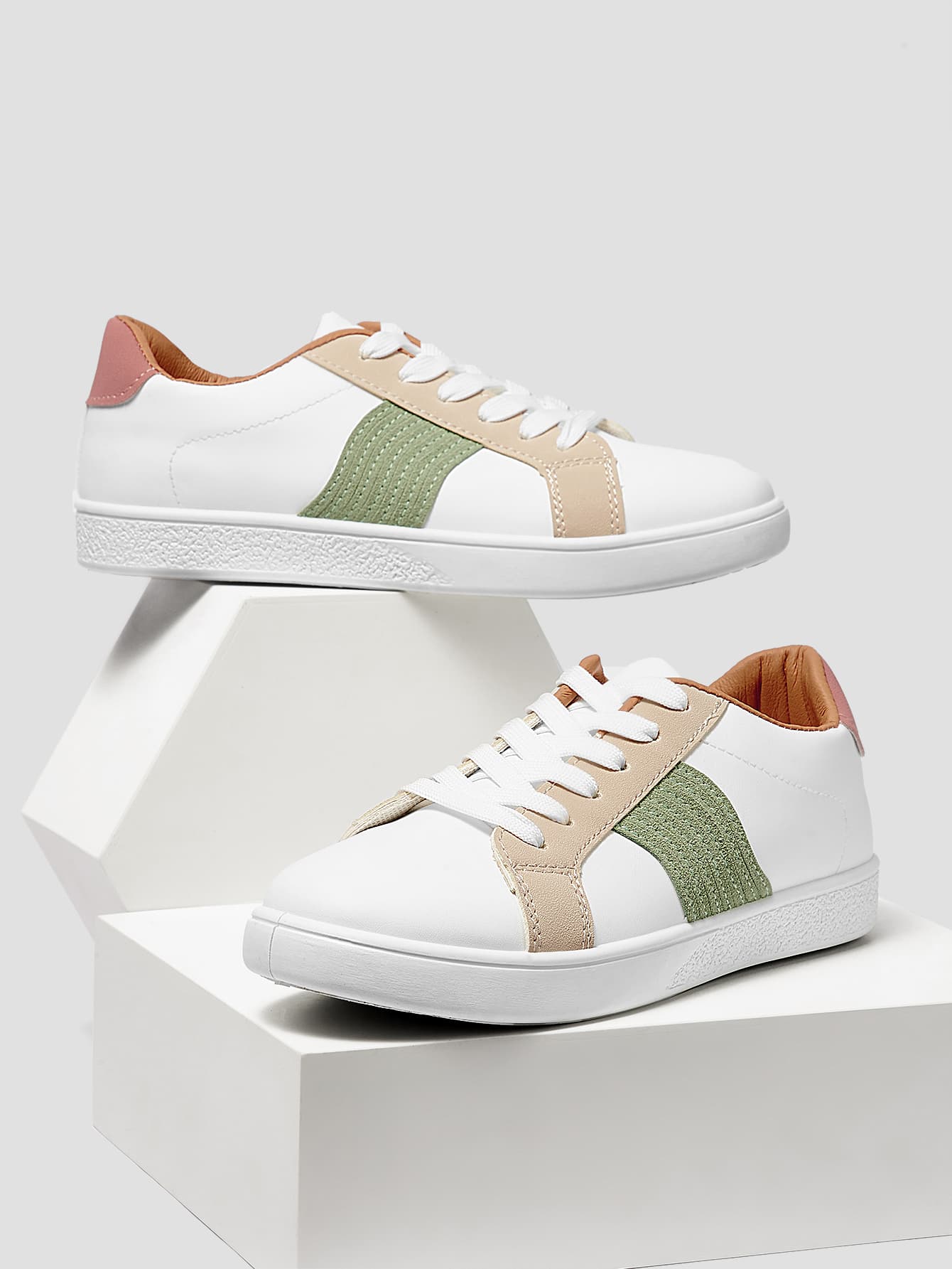 Color Block Skate Shoes - White - View 1