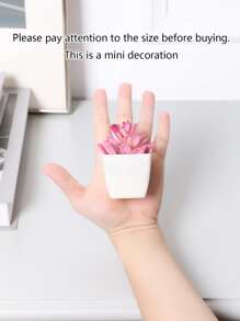 1pc/3pcs/5pcs Artificial Mini Succulent Potted Plants Decor, Home Decor For Living Room, Bedroom, Bathroom, Valentine's Day, Wedding, Thanksgiving, Mother's Day Gifts - Pink - View 6