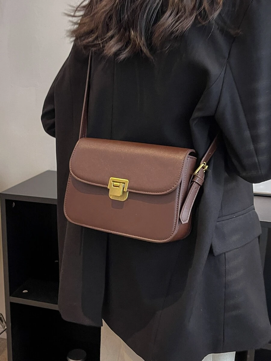 Túi vai màu trơn Có thể điều chỉnh được Thanh lịch - Cà phê nâu - Xem 1