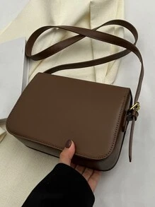 Túi vai màu trơn Có thể điều chỉnh được Thanh lịch - Cà phê nâu - Xem 2