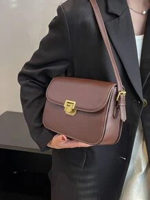 Túi vai màu trơn Có thể điều chỉnh được Thanh lịch - Cà phê nâu - Xem 5