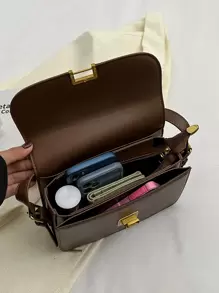 Túi vai màu trơn Có thể điều chỉnh được Thanh lịch - Cà phê nâu - Xem 6