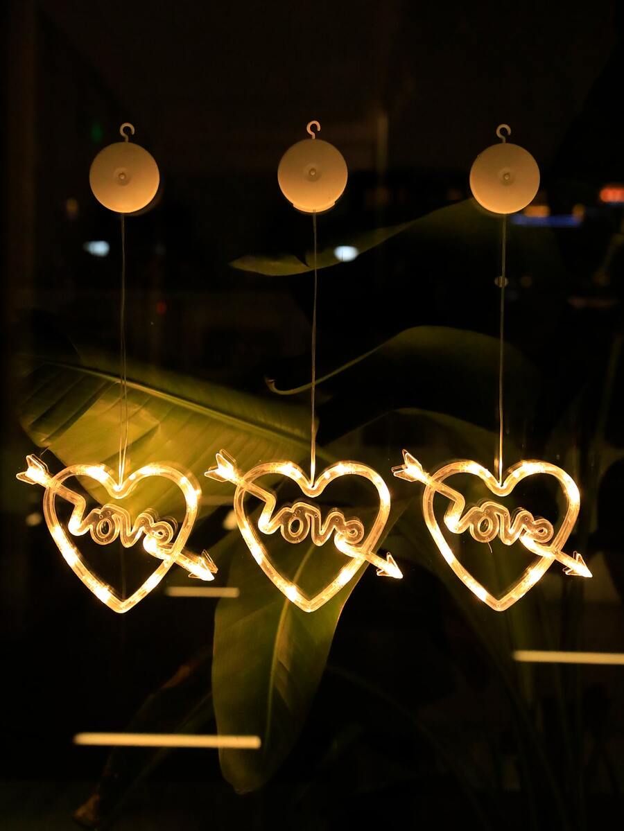 1pc Arrow & Heart Shaped Decoration Light - Yellow - View 1