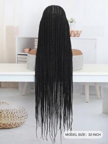 32英寸手工編織13X6蕾絲前額假髮帶嬰兒發女式，黑色合成輕質手扎蕾絲前框編織假髮