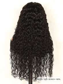 Extra Long Water Wave 13 X 4 X 1 T Part Lace Wigs Real Human Hair Lace Frontal Closure Wigs  With Front Baby Hair Pre Plucked Natural Hairline 30Inch Wig Natural Black Color - Natural Black - View 2