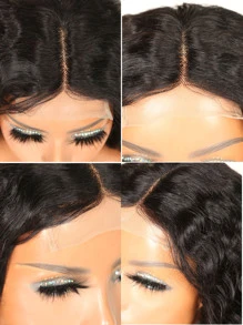 Extra Long Water Wave 13 X 4 X 1 T Part Lace Wigs Real Human Hair Lace Frontal Closure Wigs  With Front Baby Hair Pre Plucked Natural Hairline 30Inch Wig Natural Black Color - Natural Black - View 7