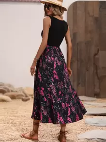 SHEIN Clasi Floral Print Sleeveless A-line Dress