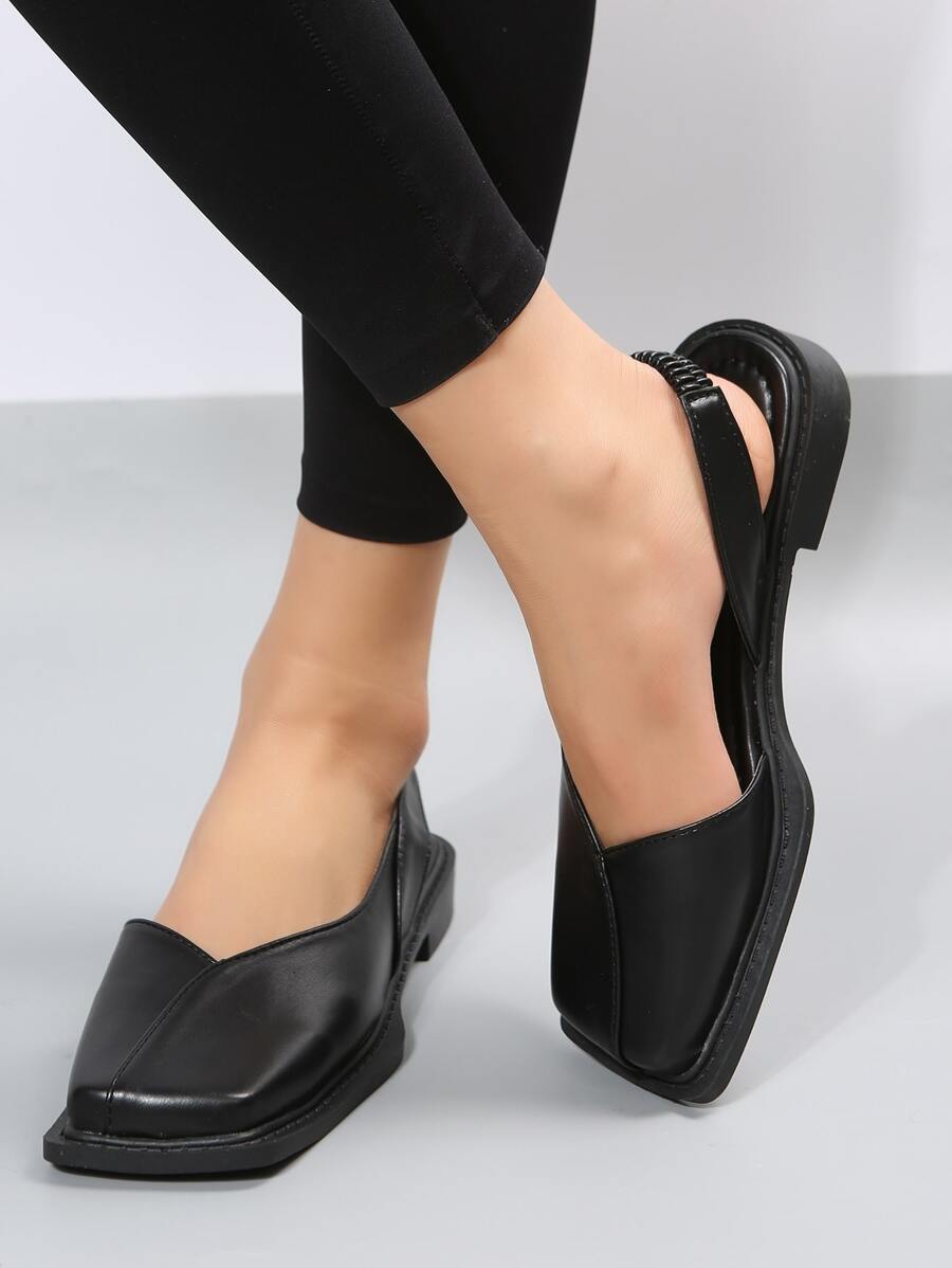 Zapatos planos destalonados minimalista - Negro - Ver 1