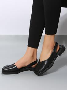 Zapatos planos destalonados minimalista - Negro - Ver 2