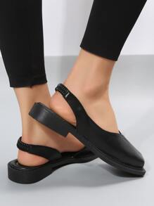 Zapatos planos destalonados minimalista - Negro - Ver 3