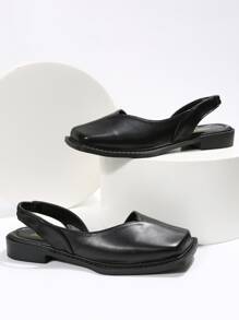 Zapatos planos destalonados minimalista - Negro - Ver 5