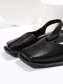 Zapatos planos destalonados minimalista - Negro - Ver 7