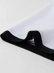 Manfinity Homme Hombres Camisa polo con estampado de letra de cuello en contraste con cremallera cuarta - Blanco - Ver 5