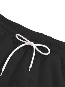 Manfinity Roghcode 男士反光卡通圖案束腰短褲 - 黑色 - 查看 4