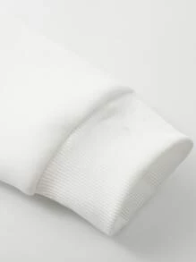 Manfinity Loose Fit Men's Letter Graphic Kangaroo Pocket Drawstring Hoodie - White - View 4