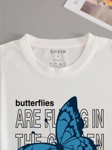 INAWLY Butterfly Và Slogan Graphic Tee Bướm Tôi Khó Có Thể Nhìn Thấy Những Bông Hoa - trắng - Xem 5