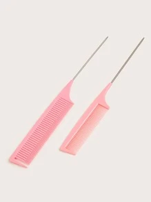 尖尾梳专业美发女长发家用挑染梳发廊挑梳圆盘发梳染发梳粉色2件装,发刷/发梳