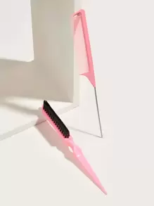 2 件/套发刷：一把用于化妆和发梳的刷子，一把用于拉丁舞发型和抚平头发的刷子，配有不锈钢尖尾梳和三排发刷