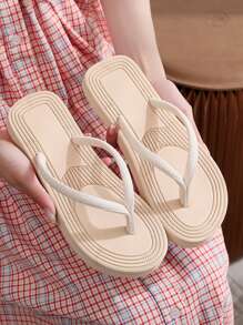 Dép Xỏ ngón Nữ màu trơn Đúng mốt - Màu be - Xem 6