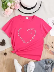 Girls Slogan Graphic Tee - Hot Pink - View 1