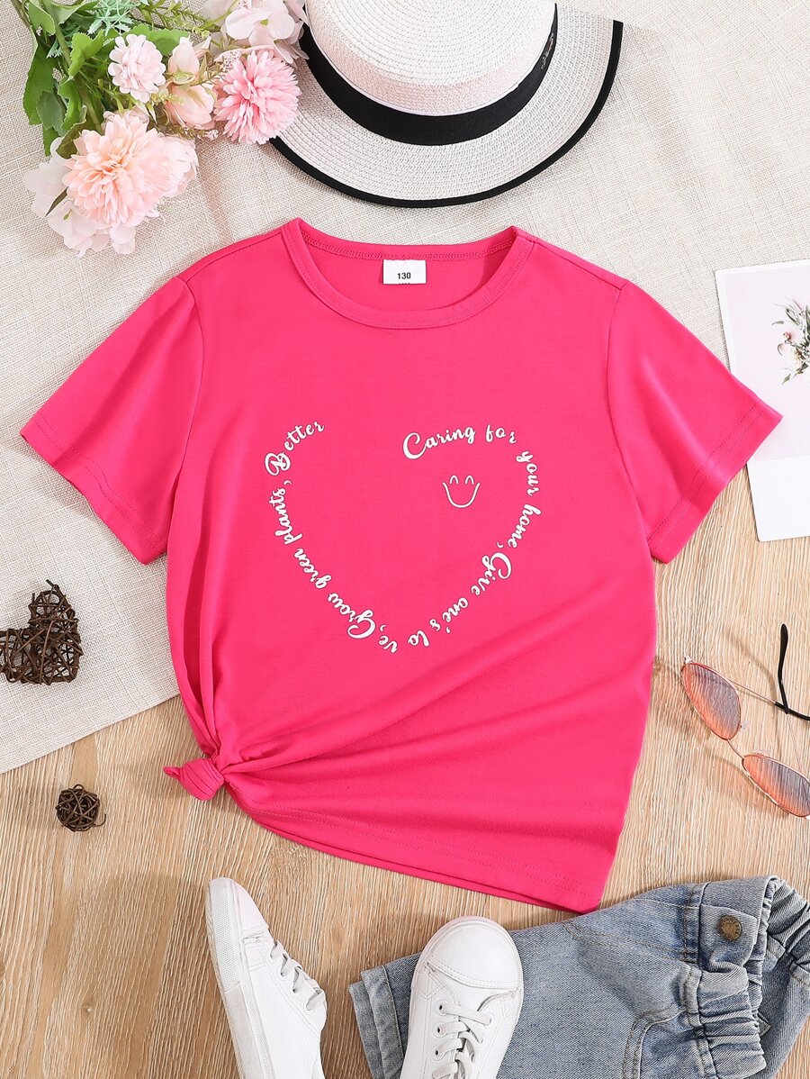 Girls Slogan Graphic Tee - Hot Pink - View 1
