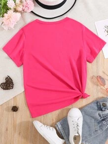Girls Slogan Graphic Tee - Hot Pink - View 2