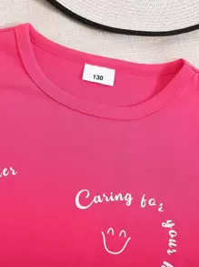 Girls Slogan Graphic Tee - Hot Pink - View 3