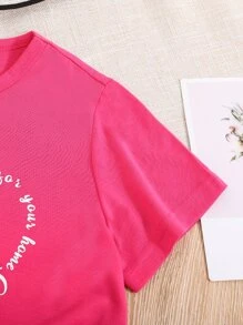 Girls Slogan Graphic Tee - Hot Pink - View 5
