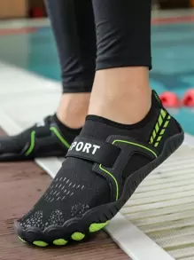 Letter Graphic Slip On Creek Shoes - Black - View 1