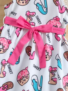 SHEIN 小女童愛心和字母圖案腰帶吊帶洋裝