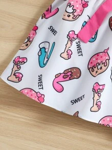 SHEIN 小女童愛心和字母圖案腰帶吊帶洋裝