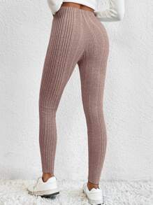 Muchica Leggings unicolor tejido de canalé - Rosa vieja - Ver 2