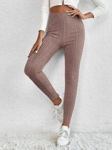 Muchica Leggings unicolor tejido de canalé - Rosa vieja - Ver 3